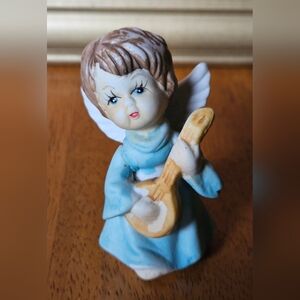 Vintage Mid-Centery Ceramic Angel Figurine with Lute